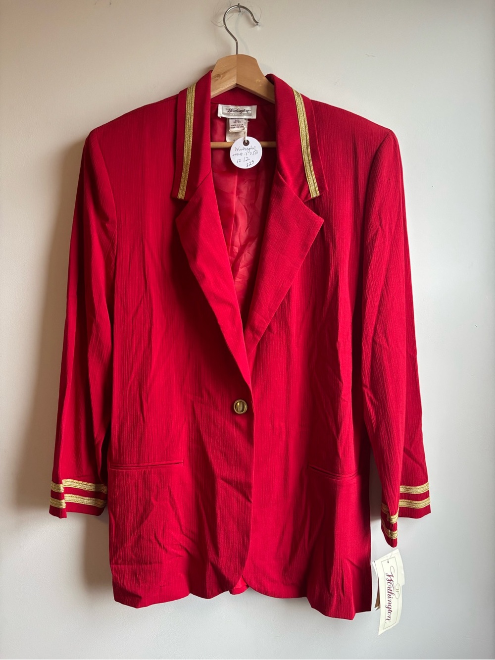 Worthington Red Blazer with Gold Trim